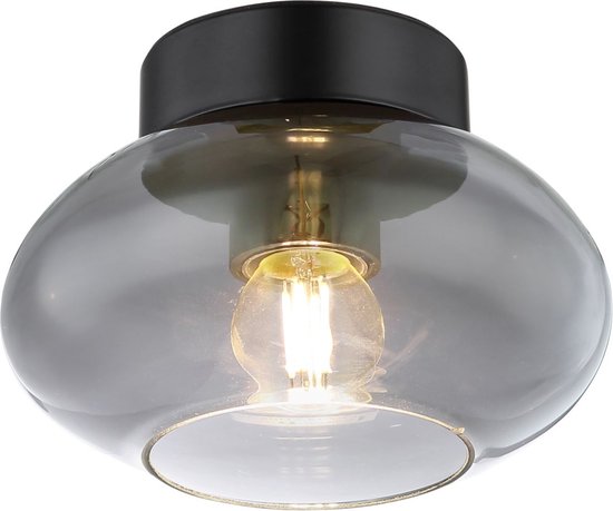 Deckenleuchte SHAUN ø18CM E27 Mattschwarz 1-flammig Smoked