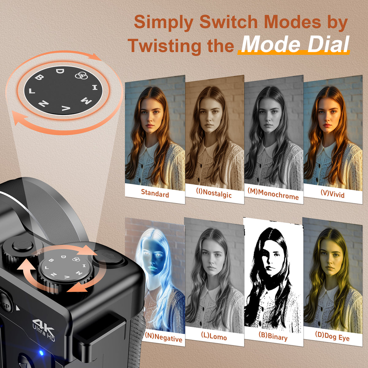 KOMERY X9 digitale 4K-Kamera – 64 MP – schwarz