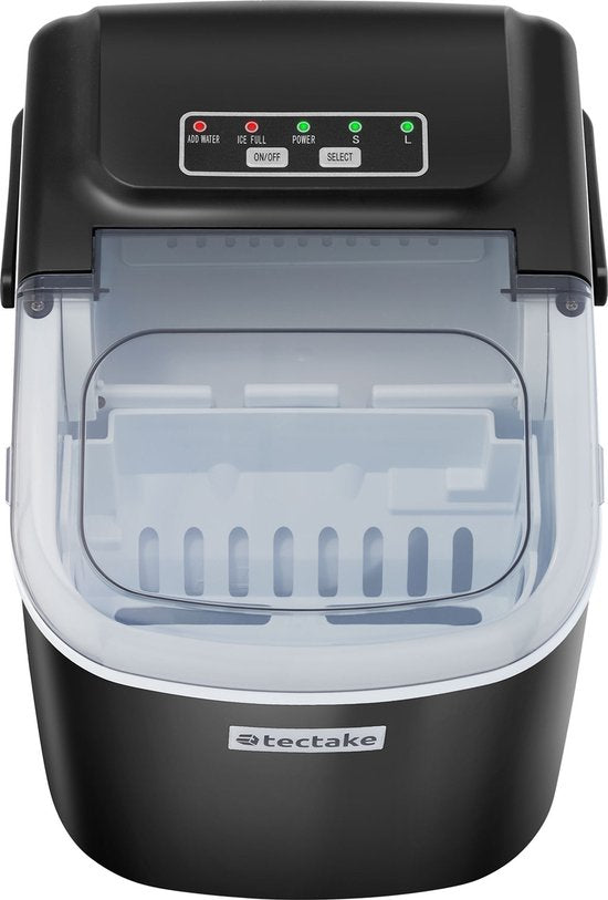 tectake® Eiswürfelbereiter Arctic - 1.2L - 2 Eiswürfelgrößen - Eismaschine - Eiswürfelbereiter mit Eisportionierer - Schwarz