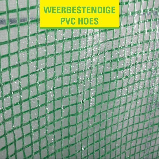 Kinzo Gartengewächshaus - Kunststoffgewächshaus - Gartengewächshaus mit 3 Etagen - Metallrahmen - wasserdichte Abdeckung - 143 x 73 x 195 CM - Grün