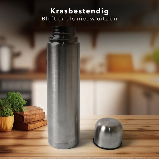 Thermosflasche – Thermosbecher – Isolierkanne – Doppelwandig – 0,5 Liter – Edelstahl – Für heiße und kalte Getränke – Inklusive E-Book