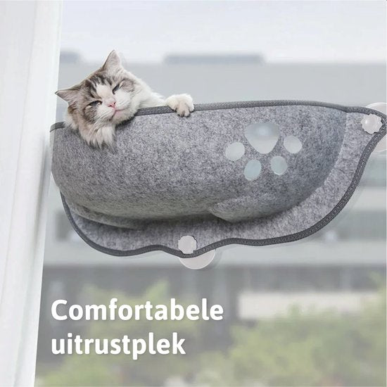LBB Katzenhängematte - Für Fenster - Schalenform - Katzenkorb - Fenster - Hängematte Katze - Tiere - Katzenbett - Katzenkorb - Schlafplatz - Liegeplatz - Grau