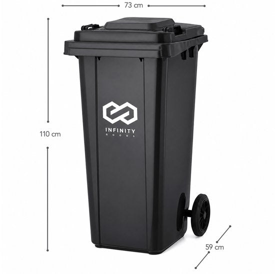 Infinity Goods Kliko 240 l – Abfallbehälter – Rollcontainer – Mini-Behälter aus Kunststoff – mit Rädern – grau