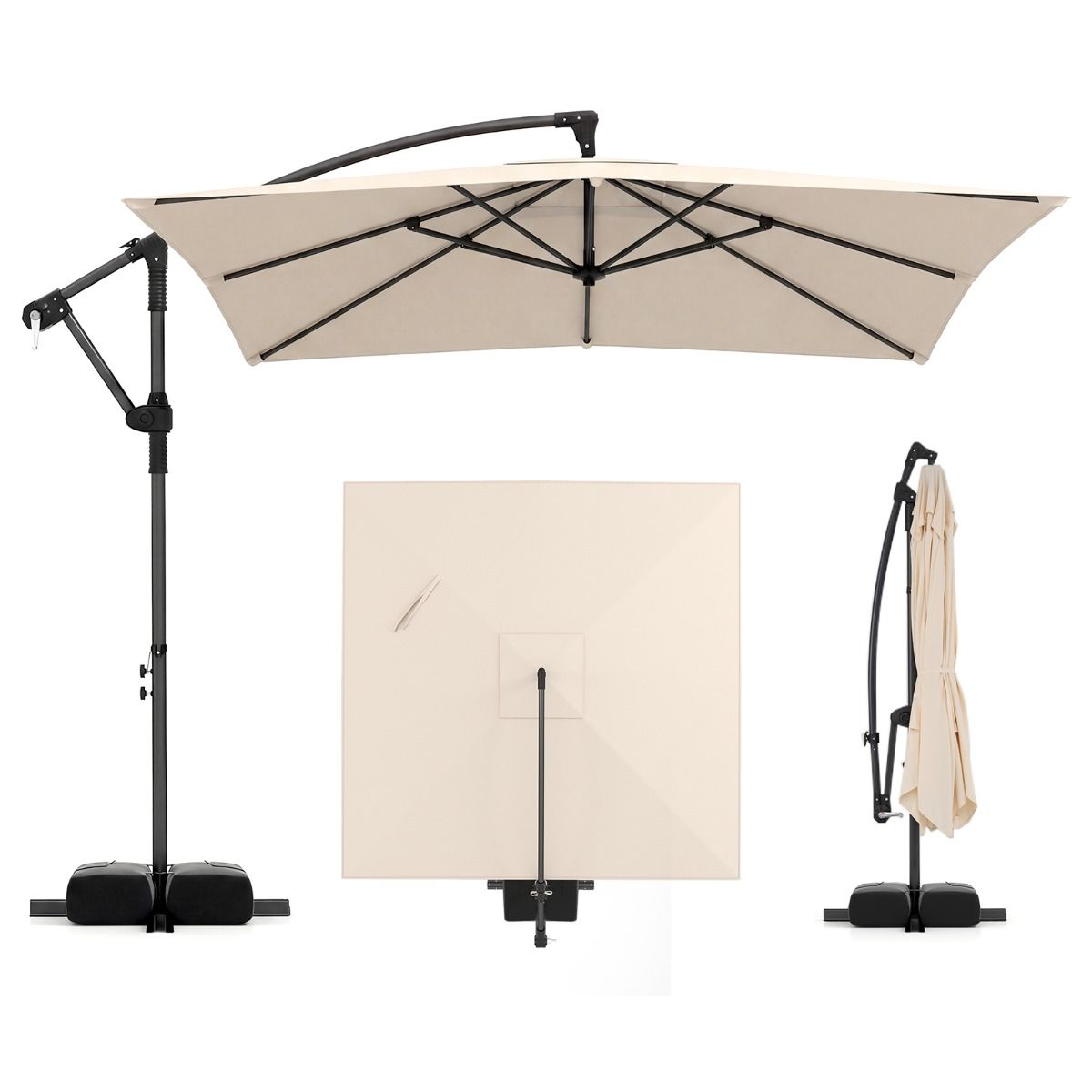 Coast quadratischer Hängesonnenschirm – um 360° drehbar – Pendelmechanismus – beige 250 x 250 cm