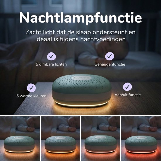 Lunae White Noise Machine 2026 – Gerät für weißes Rauschen mit Nachtlicht – Geeignet für Babys, Kinder und Erwachsene – Schlafhilfe für Babys – Schlaftrainer für Kinder – Mintgrün