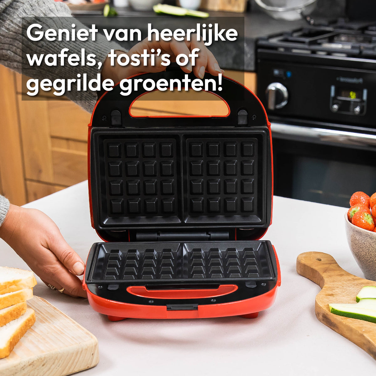 Gadgy Toasti-Gerät - Waffeleisen - Grillgerät - 3 in 1 - austauschbare Platten - Toasti-Eisen - 800 Watt