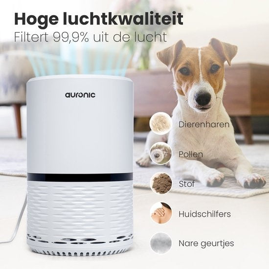 Auronic Luftreiniger - Luftreiniger mit HEPA-Filter - Entfernt 99,97% - 25W - 3 Stufen - Weiß