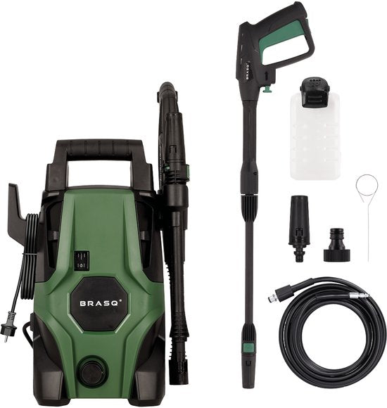 BRASQ HPW 105 Hochdruckreiniger - Terrassenreiniger - Hochdruckreiniger - 1400W - 105 bar - 426 L/H - Komplettset