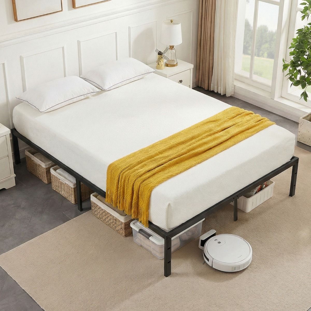 Coast Plattformbett – Metall-Lattenrost – Stauraum unter dem Bett – 160 x 200 cm – schwarz