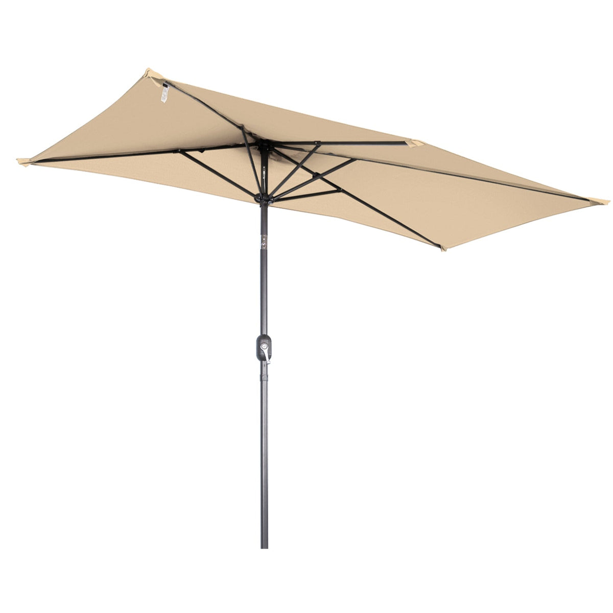 Angel Living Halbrunder Sonnenschirm – 235 x 122 x 239 cm – Vorwärts und rückwärts neigbar – UV-Schutz – Beige
