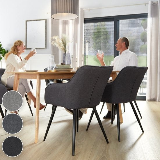 tectake - Stuhl Marilyn Linen Look - Esszimmerstühle - Schalensitze - dunkelgrau / schwarz - 403672