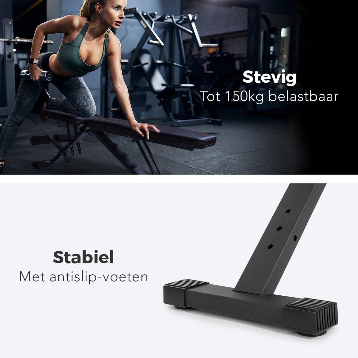 LifeGoods Fitness Hantelbank - Fitnessbank - einstellbar - faltbar - schwarz/rot