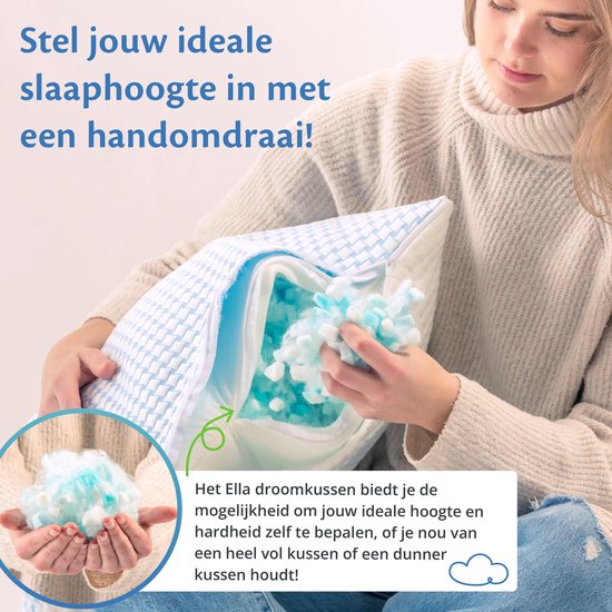 Ella® Kopfkissen Nackenschmerzen 40 x 80 cm - Bambuskissen - Memory Foam / Memory Foam Füllung - Ergonomisch und orthopädisch - Inklusive Kopfkissenbezug