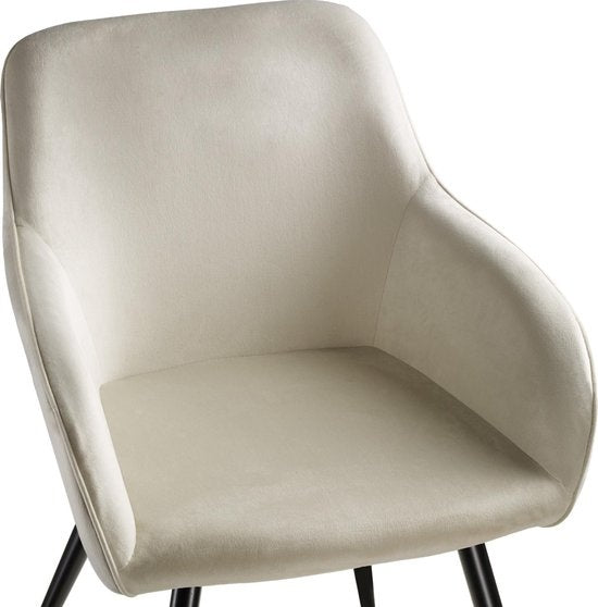 tectake - Stuhl - Esszimmerstuhl - Marilyn Samtoptik schwarz/creme - 58 x 62 x 82 cm - 403662