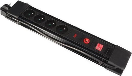 Perel Sockel Schwarz 4 Steckdosen 3500w