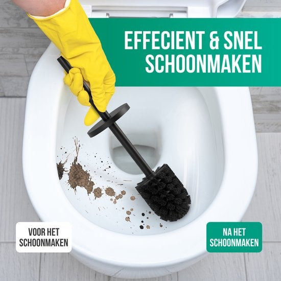 Avalo Toilettenbürste mit Halter - Freistehend - Edelstahl Schwarz - Toilettenbürste mit Halter