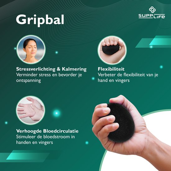 Supplife Handtrainer-Set, 5-teilig – Verstellbarer Handpresser mit Zähler – Grifftrainer & Griffball – Fingertrainer – Anti-RSI