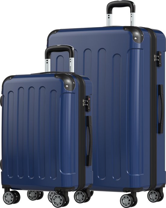 TRVLMORE - Kofferset - 2 Stück - 45L Handgepäck + 115L geräumiges Gepäck - TSA Schloss - Leichtgewicht - Reisekofferset - Dunkelblau
