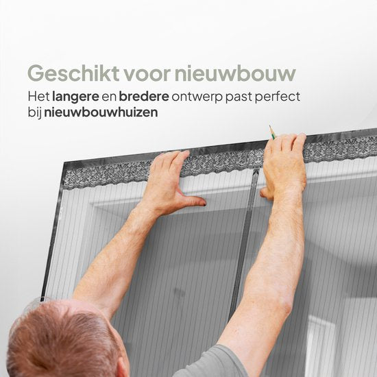 O'DADDY Türvorhang Deluxe FIBER - Magnetischer Fliegenvorhang - Für Neubauten und Standardtüren - Einfache Installation - Schwarzes Horn - 184x230 cm