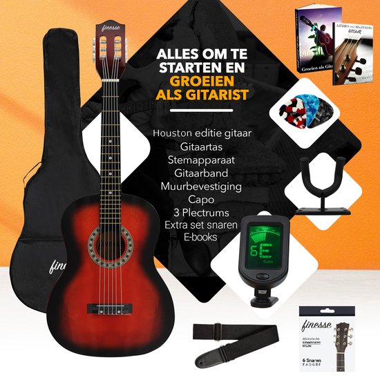 Finesse Akustikgitarre - Starter Set - Nylonsaiten - Klassische Gitarre - Gitarre Kinder & Erwachsene
