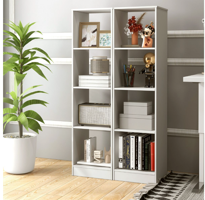 Coast - Stehendes Bücherregal - 4 Würfelfächer, Max. 75 kg - 38 x 33 x 142 cm - Holz - Weiß