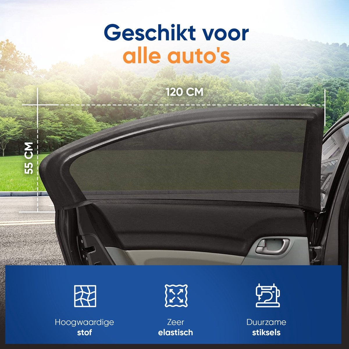 TenTravel Car Sunshades - Sonnenschutz für Baby und Kind - Sonnenschirm für Seitenfenster extra dunkel - UV-Schutz - 2 Stück