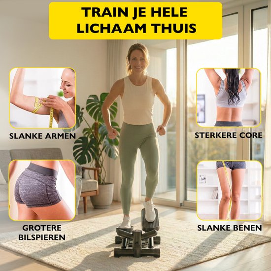 Zoluko Stepper mit Widerstand - Inklusive Widerstandsbänder und E-Book - Stepper Fitness - Fitness Step - Mini Stepper - Step Fitness - Aerobic Step - Step - Stepper Fitness Gerät - Heimtrainer - Schwarz