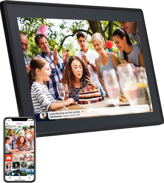 Denver Digitaler Fotorahmen - 15,6 Zoll - FULL HD - Frameo App - 8 GB - IPS-Touchscreen - Schwarz