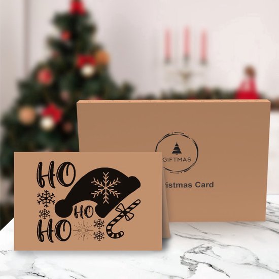 Giftmas Christmas Collection - Grußkarten & Weihnachtskarten Set - 36 Grußkarten mit 12 Motiven - Inklusive Umschläge und Aufkleber - Kraftpapier Karten Set für die Feiertage - 20x15cm
