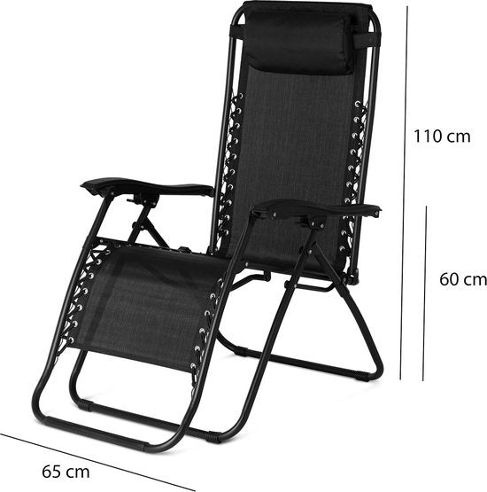 Komfortable Liegestühle - 2 Stück - Schwarz - Garten