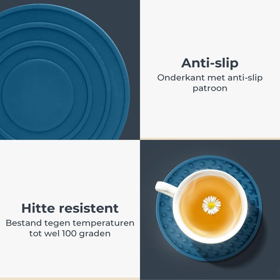Castagnola Silikon-Untersetzer - Untersetzer für Gläser - Design-Untersetzer mit Halter - Untersetzer-Set - Anti-Rutsch - 14er-Set - Blau