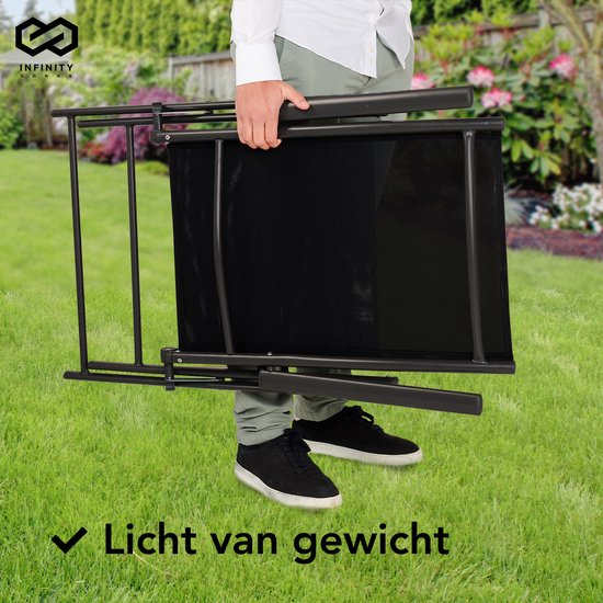 Infinity Goods Gartenstuhl 7 Ständer - 2 Stück - klappbar - Balkon oder Garten - Sitz und Rückenlehne aus Textil