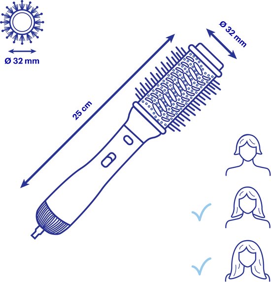 BaBylissPRO Föhnbürste – 34 mm – AirStyler – 700 W – 2 Geschwindigkeitsstufen – Lockenbürste – Blau