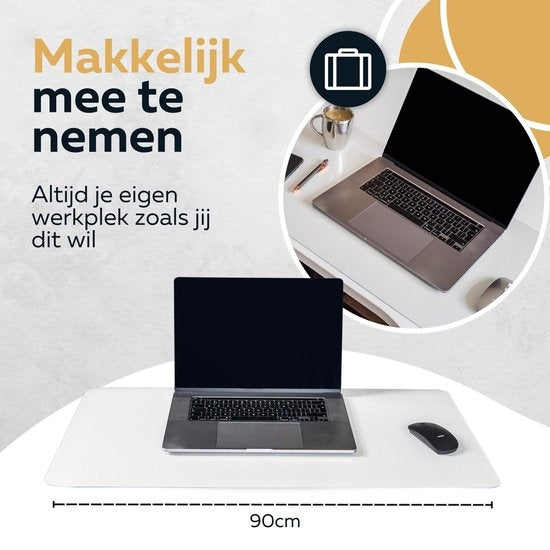 WURK Professional Schreibtischunterlage Transparent - Schreibtisch-Organizer - Inklusive Kabelclip - 90x45