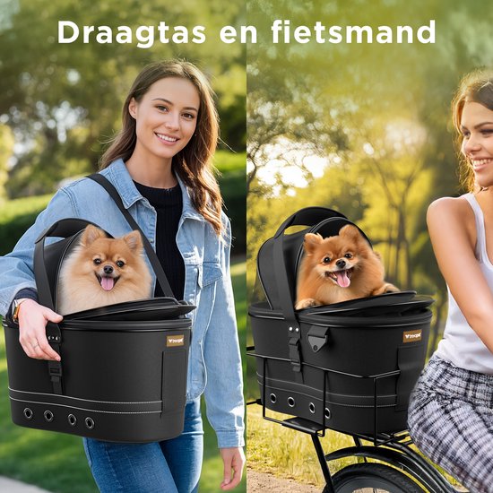 Trevopet® Hundefahrradkorb hinten - 2-in-1 Fahrradkorb Hund & Tragetasche - Geeignet für Elektrofahrrad - Bis zu 12 kg - Stabiles Oxford Material