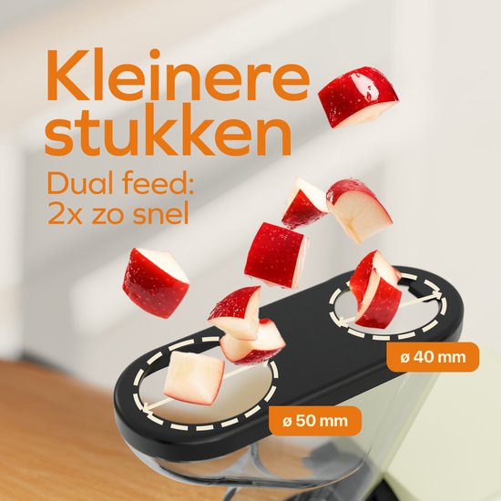 KitchenBrothers Slowjuicer - Mini-Entsafter - Gemüse- und Obstpresse - 40 mm und 50 mm Einfüllöffnung - 400 ml - Kampagne