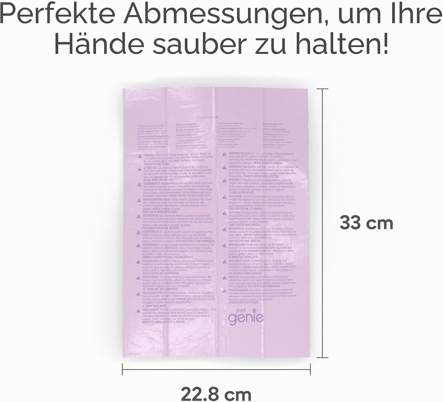 Pet Genie Hundekotbeutel mit Lavendelduft – 22,9 x 33 cm – 120 Stück / 8 Rollen – extra dick & auslaufsicher