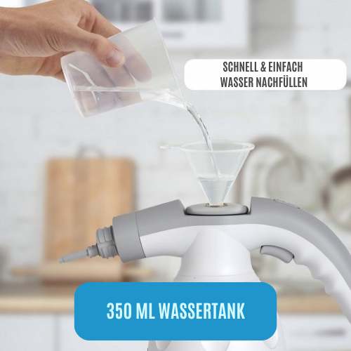 Strex - Dampfreiniger - 1200W - entfernt 99,9% Bakterien - 6 Aufsätze - Weiß