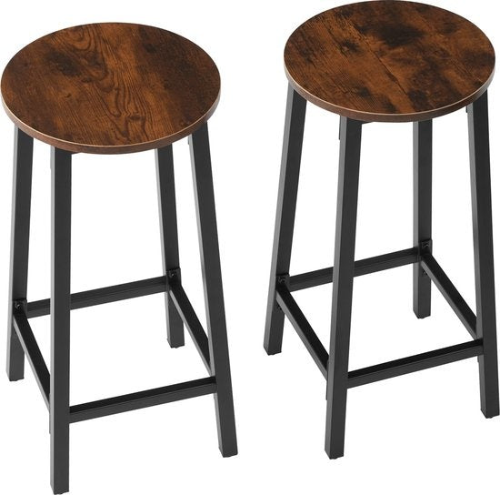 tectake - 2er Set Barhocker "Corby" - industriell - dunkelbraun - 404332