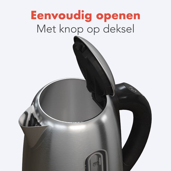 KitchenBrothers - Wasserkocher - Mit Temperaturregelung - Elektrisch - Mit Kalkfilter - 1,7L - Edelstahl