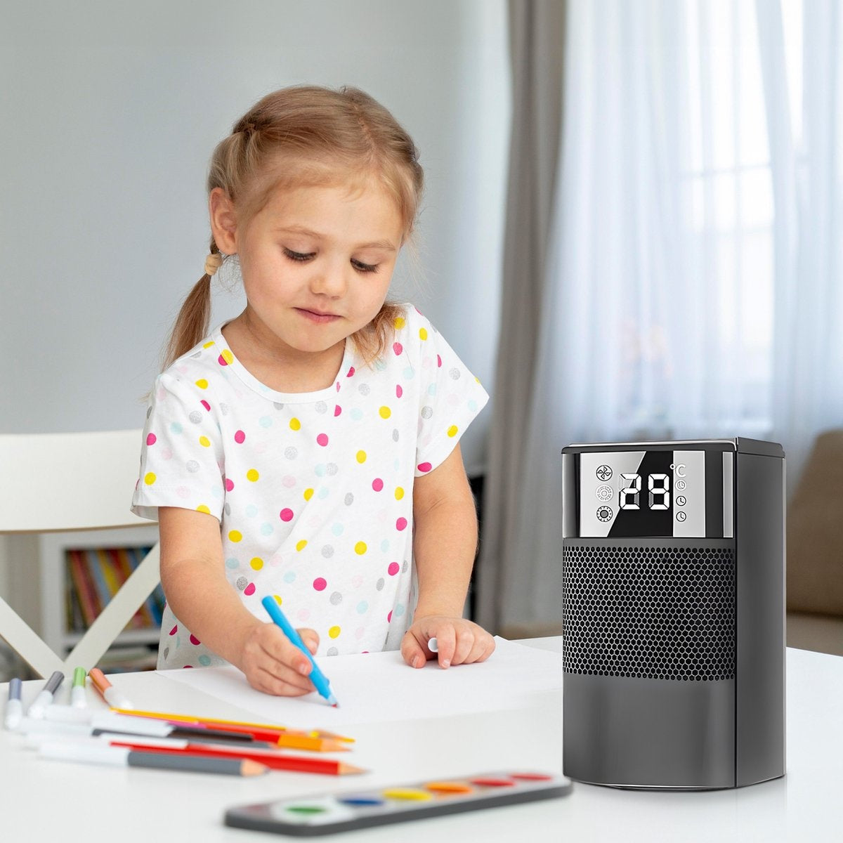 Aironex Keramik-Elektroherd - Schwarzer Herd mit Ventilator - Elektroherd 1000 Watt - Elektroheizung - Heizgerät - Ventilatorherd