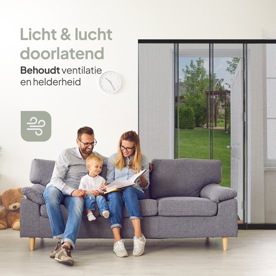 O'DADDY® - Fliegengitter - 150x260 cm - Verstellbares Design - Fiberglas - Schwarz