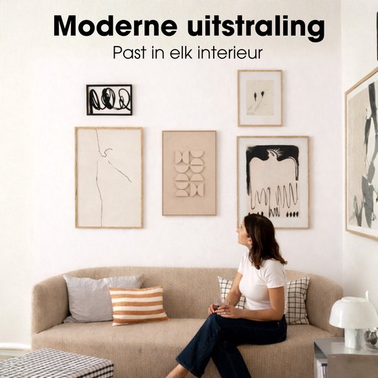 Mica Decorations Wanddekoration – Wandpaneel mit abstrakter Kunst, 60 x 40 x 3 cm – Wohnaccessoire für Wohnzimmer oder Schlafzimmer – Hellgrau