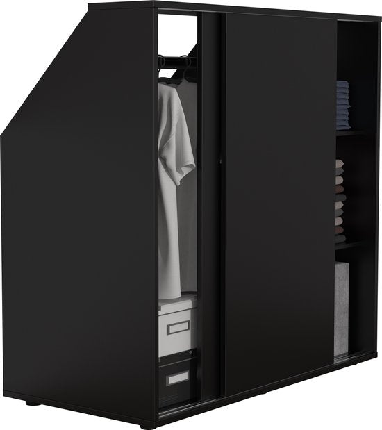 Kleiderschrank schräge Wand Dachgeschoss Schlafzimmer Schiebetüren - Hängeteil und Regale - Lagerschrank geeignet für schräge Wände