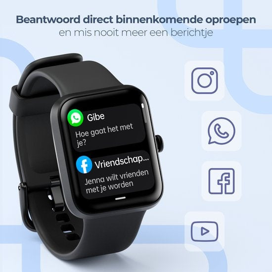 Lunis - Smartwatch - Apple & Android - Touchscreen - Unisex- Schwarz
