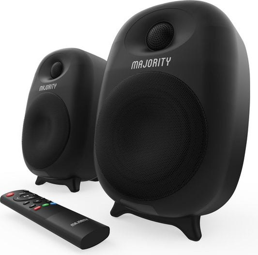 Majority D80 Regallautsprecher - mit Bluetooth - 80 Watt - integrierte Verstärker - HDMI ARC-Anschluss - schwarz