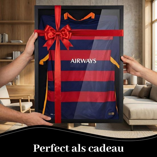 Bayt Bilderrahmen - Bilderrahmen - Einrahmung Fußballtrikot - Tiefer Rahmen - 60x80cm - 3D Box Frame - Schwarz