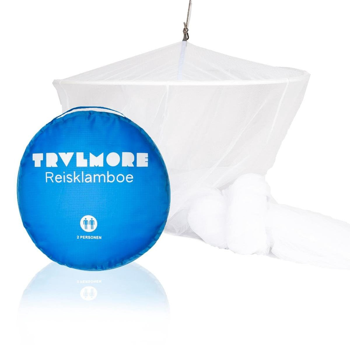 TRVLMORE Double XL Moskitonetz de Luxe - Rundes Moskitonetz - Reise-Moskitonetz - Anti-Moskitonetz geeignet für Doppelbett - Extra groß - mit Aufhängeschnur - Weiß