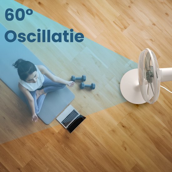 Auronic Stativventilator - Standventilator - Luftkühler - Boden- und Tischventilator - 3-in-1 - 12 Geschwindigkeiten - Leiser Ventilator - Ventilator - Mit Fernbedienung - Weiß