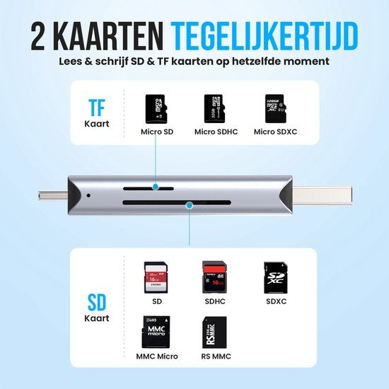 Strex Kartenleser - Kartenleser - USB 3.0/USB C - 2-in-1 - SD-Karte/TF-Karte - Speicherkartenleser